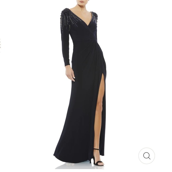 Mac Duggal Dresses Leena Mac Duggal Long Sleeve Jersey Wrap Gown